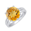 Yellow Citrine Sterling Silver Solitaire Ring