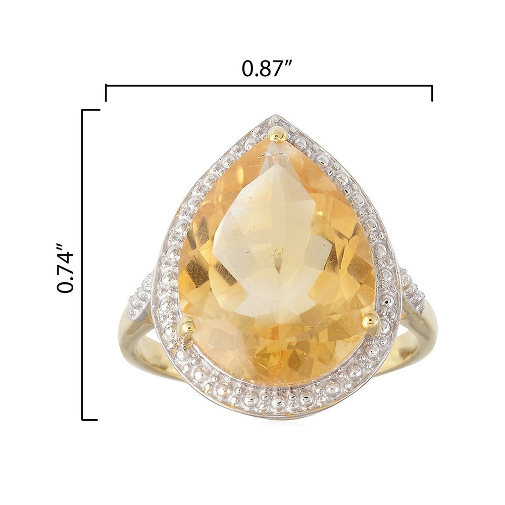 Yellow Citrine Tear Drop 18K Gold Plated Solitaire Ring