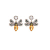 Yellow Crystal Bee Drop Earrings