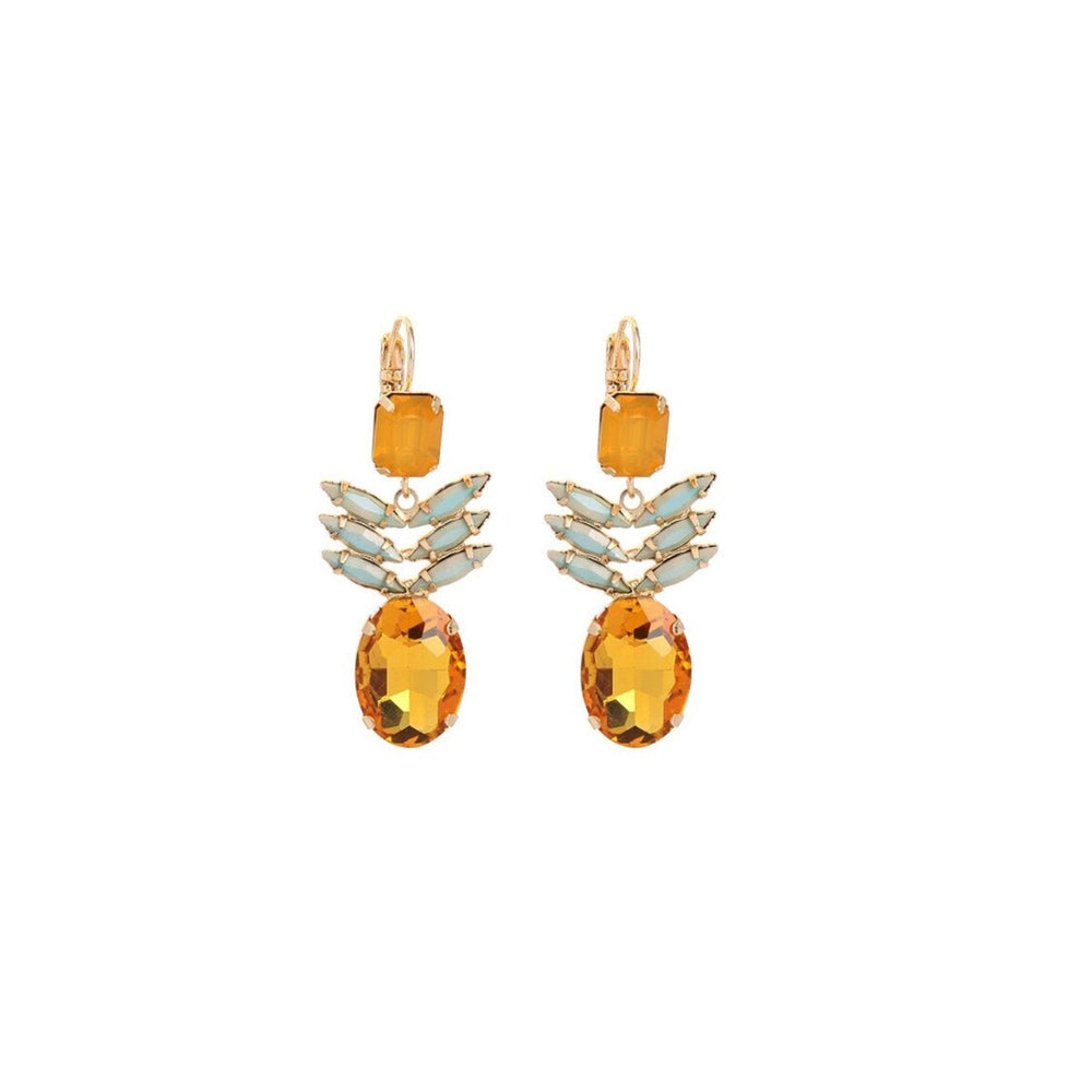 Yellow Crystal Pineapple Drop Earrings