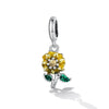 Yellow Cubic Zirconia & Sterling Silver Sunflower Charm