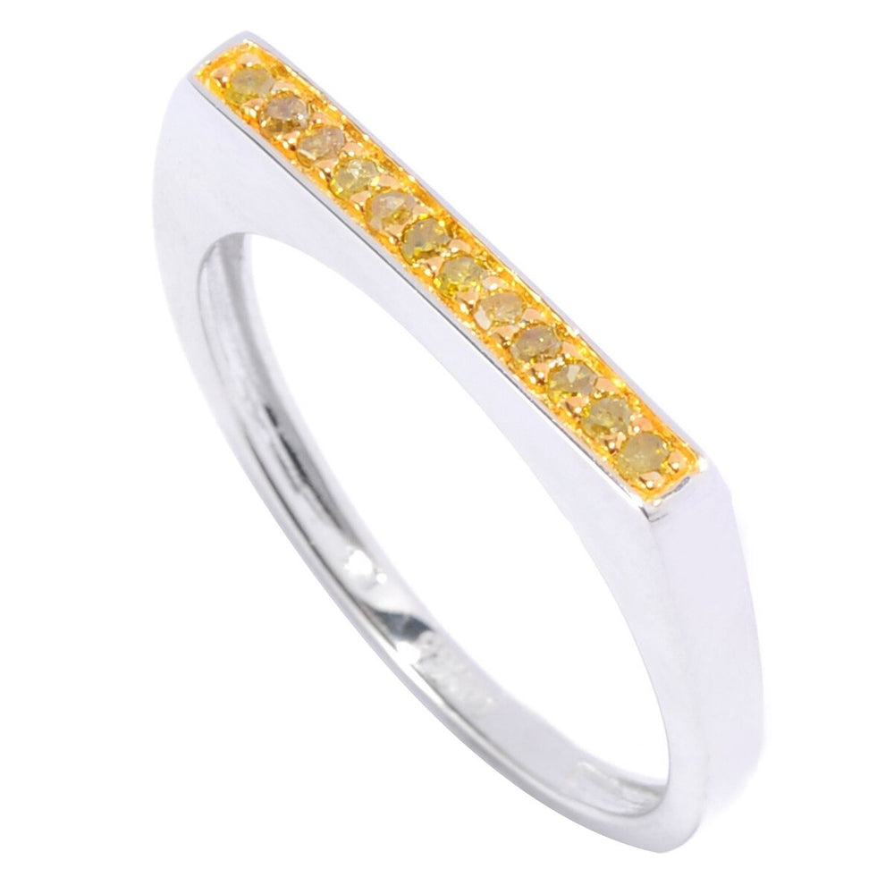 Yellow Diamond Sterling Silver Flat Top Stackable Ring