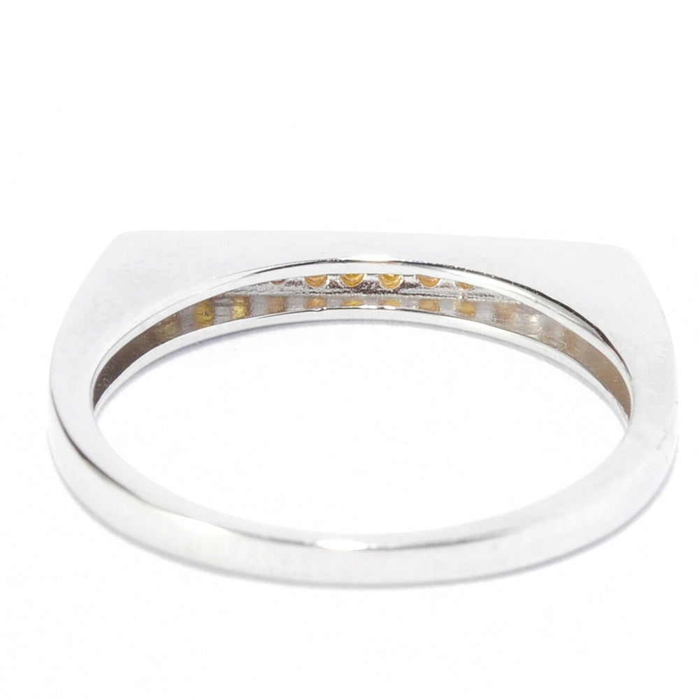 Yellow Diamond Sterling Silver Flat Top Stackable Ring