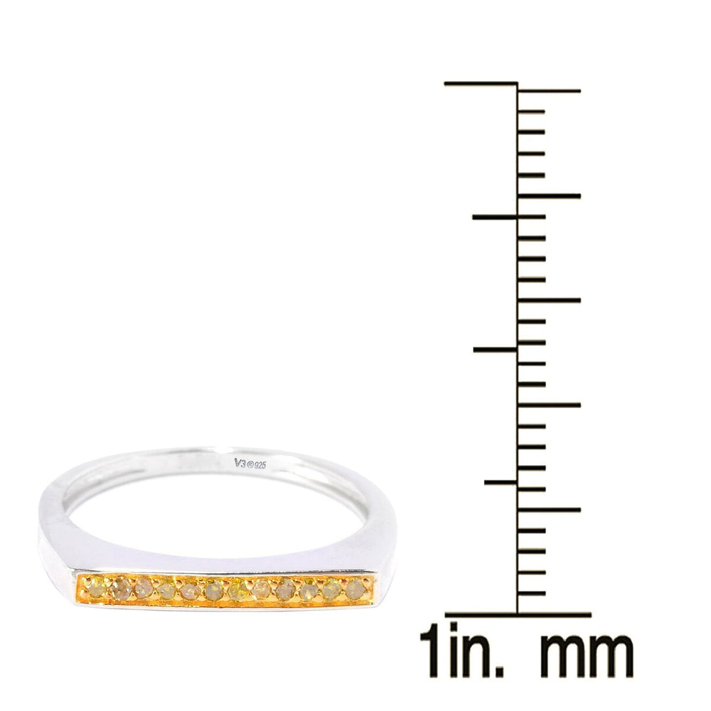 Yellow Diamond Sterling Silver Flat Top Stackable Ring