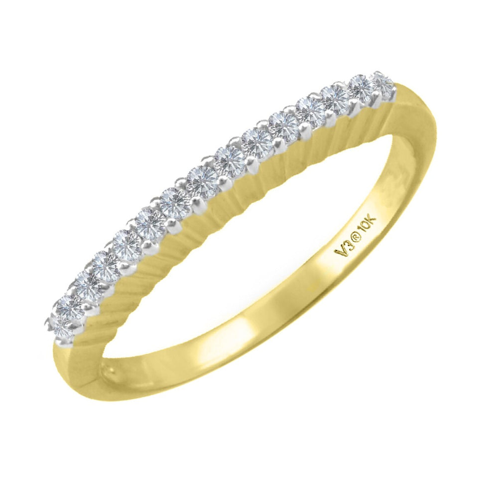 Yellow Gold Real White Diamond Stakable Band Ring