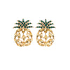 Yellow Green Crystal Pineapple Stud Earrings