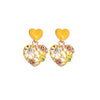 Yellow Heart Floral Drop Earrings