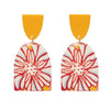 Yellow Orange Patterned Drop Earrings