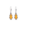 Yellow Teardrop Drop Earrings With Black Crystals