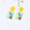 Yellow Turquoise Plant Drop Earrings