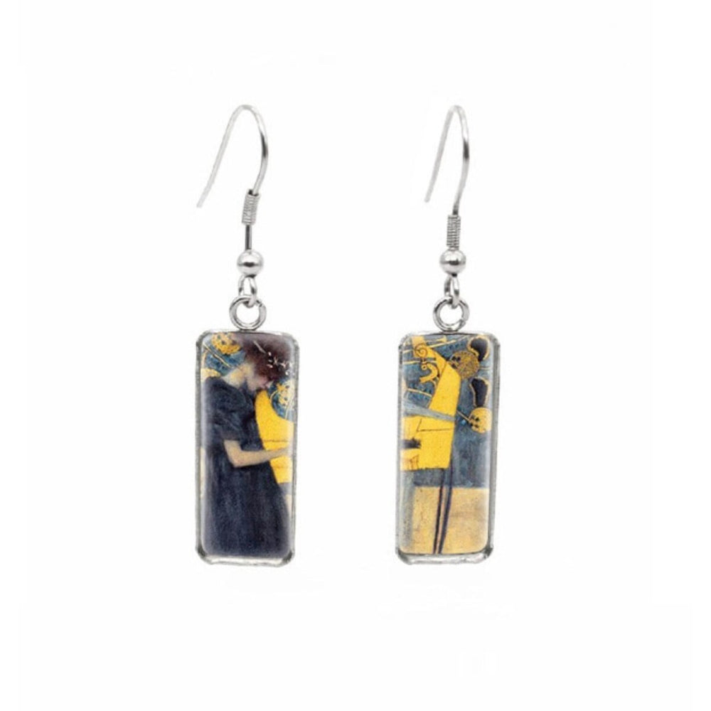 Yellow Vintage Painting Rectangular Drop Earrings