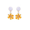 Yellow White Flower Drop Earrings