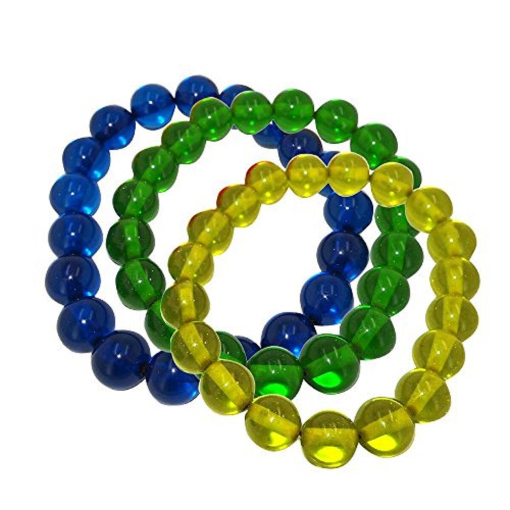 Yellow, Green and Blue Set of Three Amber Stretch Bracelet