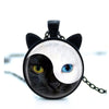 Yin Yang Cat Pendant Necklace - White