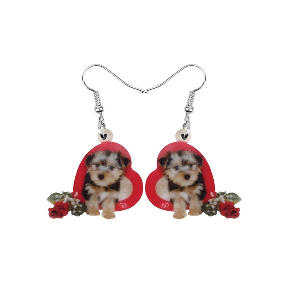 Yorkshire Terrier Valentines Heart Drop Earrings