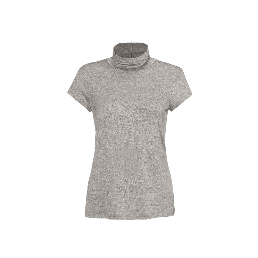 cabi Heather Grey Slinky Turtleneck Top